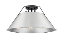 Golden 3306-3FM BLK-PW - Yep by Golden Lighting Orwell 3-light Flush Mount in Matte Black and Pewter shade